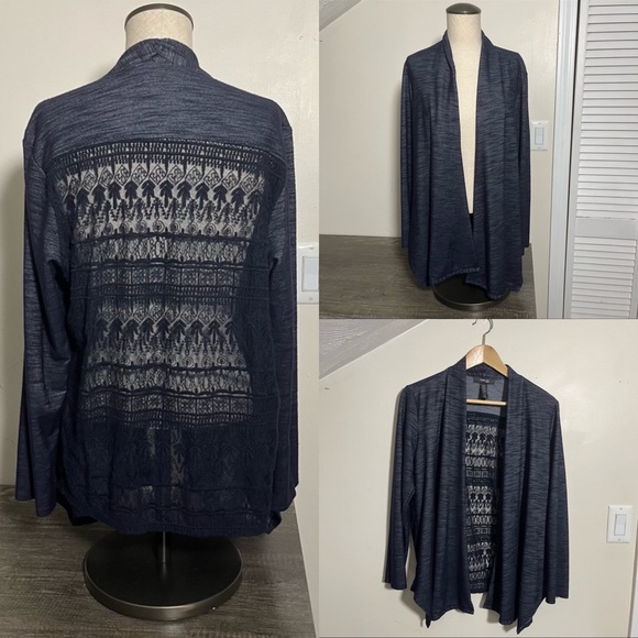 Style & Co. Sweaters - Style & Co Navy Lace Back Cardigan, Size PXL